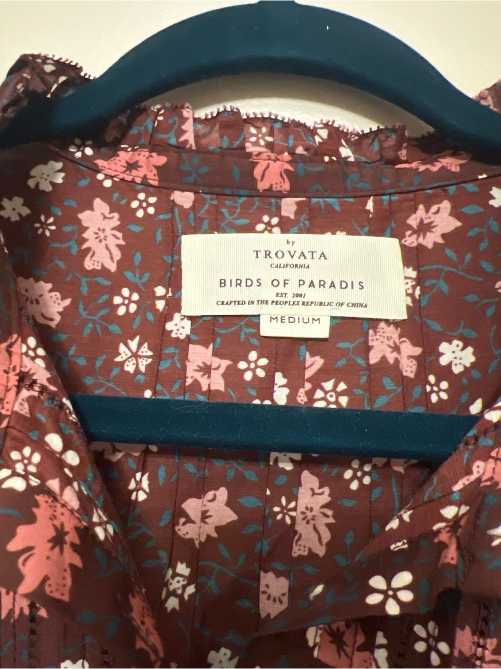 Trovata Birds of Paradis Floral Silk Cotton Midi Dress Medium Puff Sleeve Tiered - Picture 3 of 11